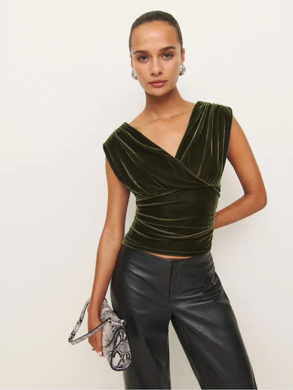 Reformation Amelia Velvet Wrap Top